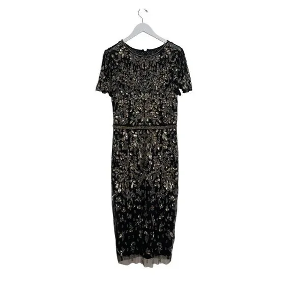 Mac Duggal 5727 Elegant Beaded Sequin Embellished Midi Dress‎ Size 12 $498 - Picture 4 of 7